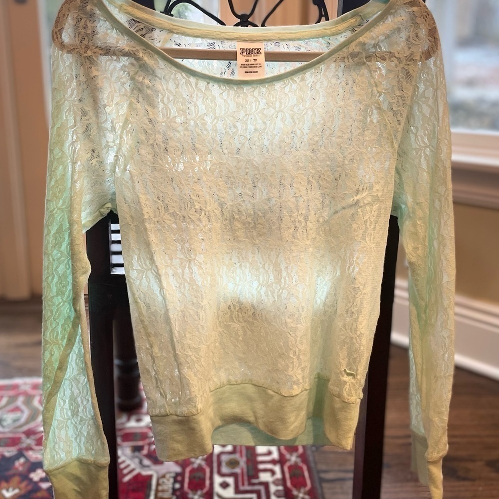 Victoria Secret PINK light blue lace top - Picture 6 of 8